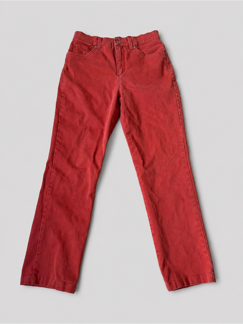 Gloria Vanderbilt Straight Leg Mom Jeans Vintage Corduroy in Coral Red Size US 6